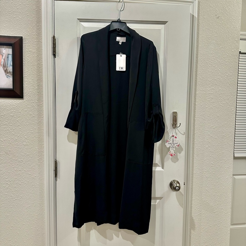 Black Long Open Jacket